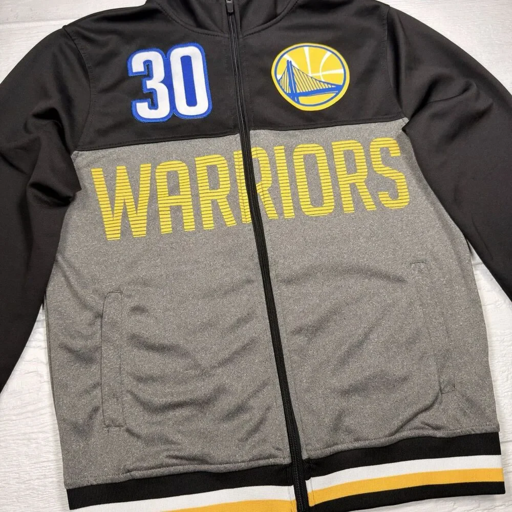 Golden State Warriors Stephen Curry #30 Full Zip Track Jacket NBA S Black Gray